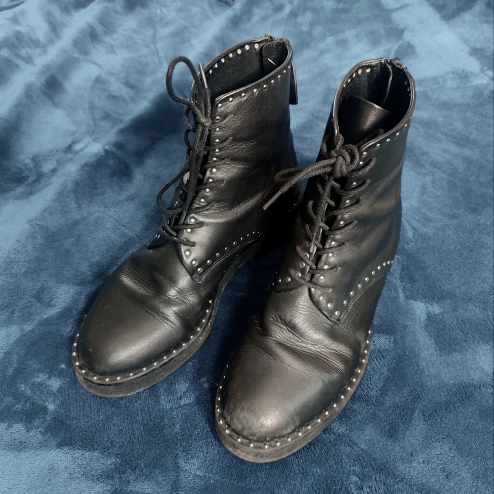 Cute Studded Black Ankle Boots